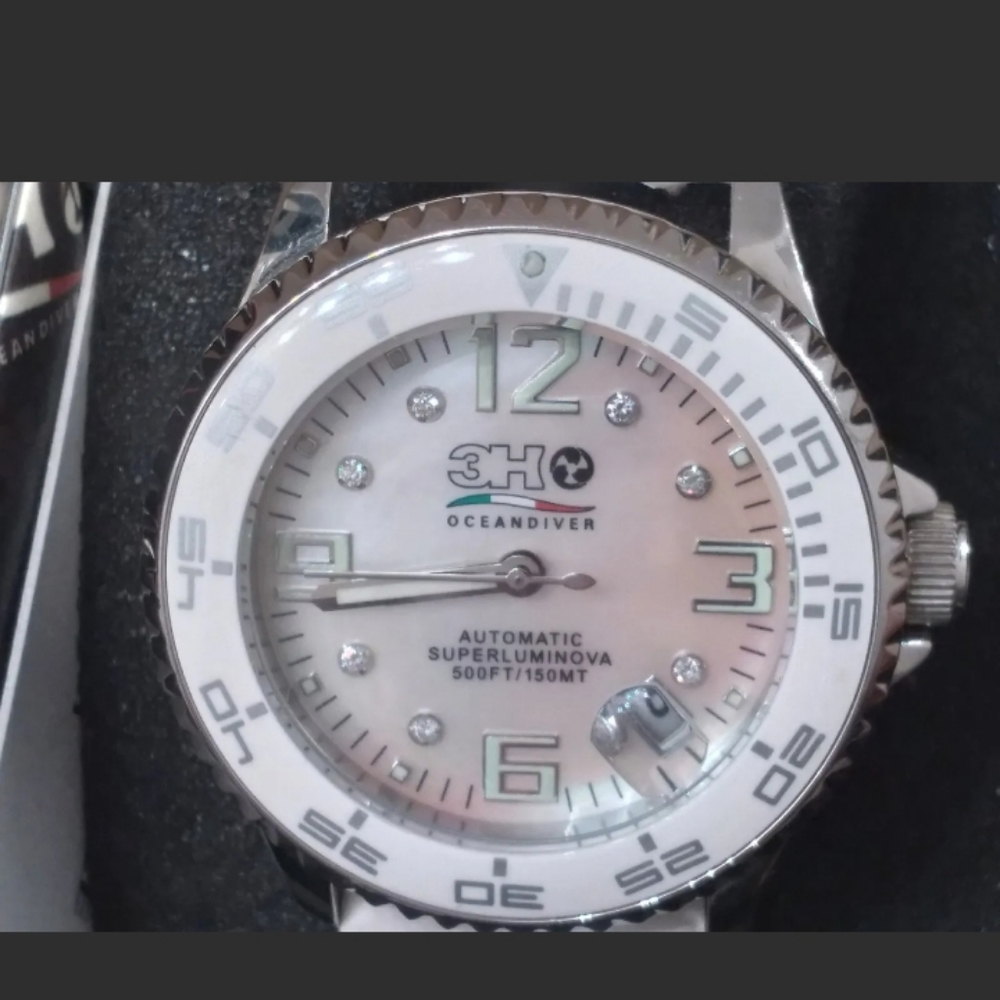 Men's Orologio 3H Italia Ocean Diver Superluminova Automatic with 8 diamonds